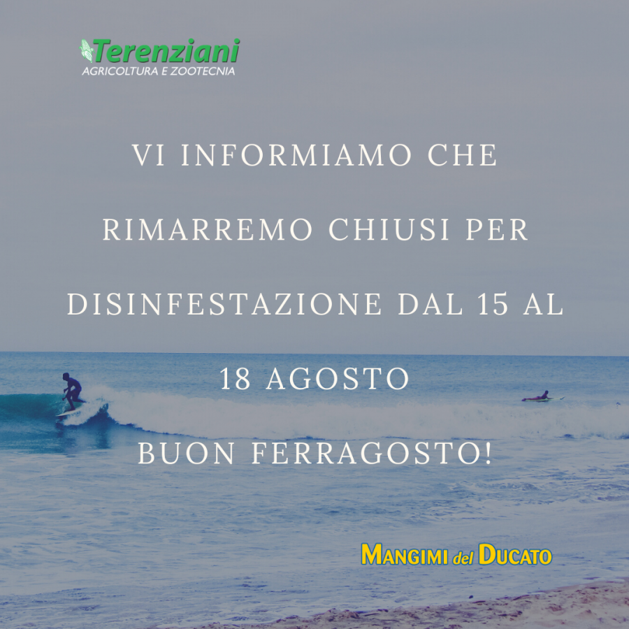 CHIUSURA PER FERRAGOSTO